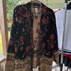 Sag Harbor Floral Tapestry Jacket Size 16  Front Boho Vintage Style